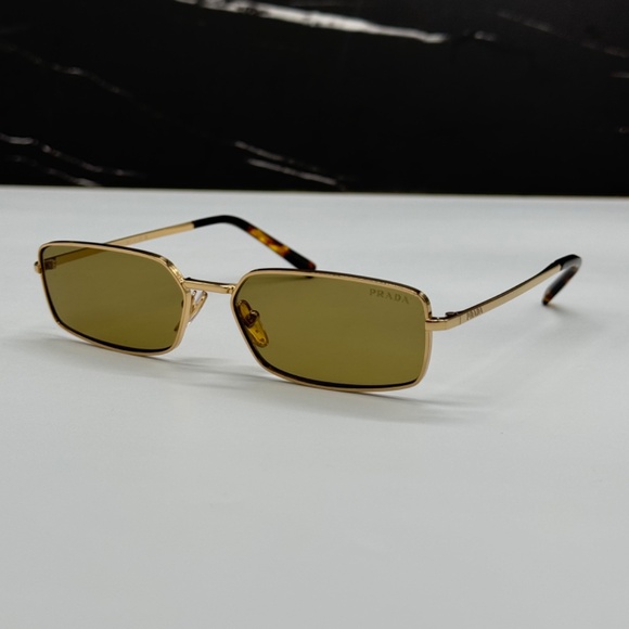 NEW PR A60S 5AK70G PRADA GOLD GREEN SQUARE SPR A60 5AK70G WOMEN SUNGLASSES - Picture 3 of 11